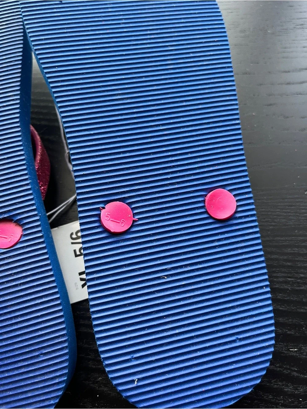 Xhilaration Girls Flip Flops Blues Gail Blue Pink Glitter Size XL 5/6 New